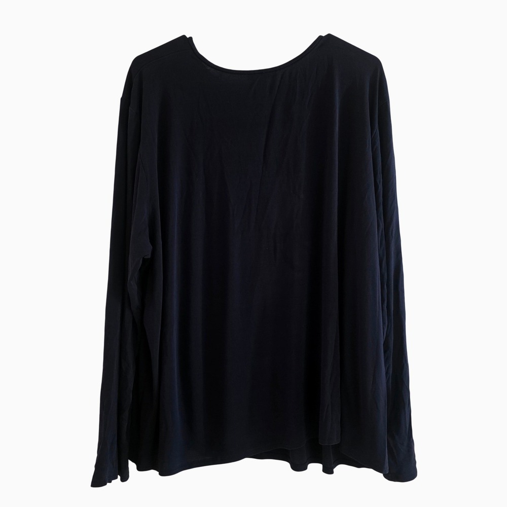 EILEEN FISHER WOMAN Navy Blue Long‎ Sleeve Flowy Top Plus Size 3X